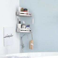 Sanicraft® Doucherekje - Doucherekje Zonder Boren - Geschikt Voor Elk Type Muur - Doucherekje Hangend - Doucheplank - Doucherekje Hoek - Doucherekje Zilver -Badkamer Accessoires Winkel 1200x1200 1043