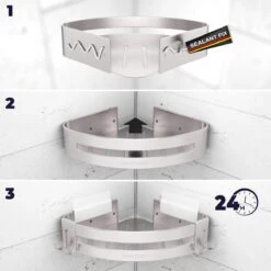 Sanicraft® Doucherekje - Doucherekje Zonder Boren - Geschikt Voor Elk Type Muur - Doucherekje Hangend - Doucheplank - Doucherekje Hoek - Doucherekje Zilver -Badkamer Accessoires Winkel 1200x1200 1045