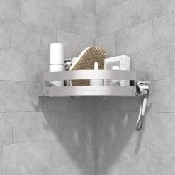 Sanicraft® Doucherekje - Doucherekje Zonder Boren - Geschikt Voor Elk Type Muur - Doucherekje Hangend - Doucheplank - Doucherekje Hoek - Doucherekje Zilver -Badkamer Accessoires Winkel 1200x1200 1046