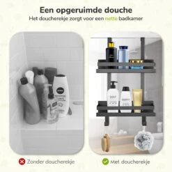 Doucherek Zonder Boren - Zwart - 2-Laags Doucherekje - Hangend Aan Douchewand -Badkamer Accessoires Winkel 1200x1200 1049