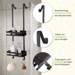 Doucherek Zonder Boren - Zwart - 2-Laags Doucherekje - Hangend Aan Douchewand -Badkamer Accessoires Winkel 1200x1200 1050