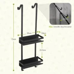 Doucherek Zonder Boren - Zwart - 2-Laags Doucherekje - Hangend Aan Douchewand -Badkamer Accessoires Winkel 1200x1200 1051