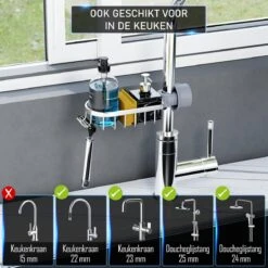 Nolad® - Doucherek Hangend - Doucherek Zonder Boren - Keukenrek - Gootsteen Organizer - Badkamer Accessoires - Zilver 12 Nolad® - Doucherek Hangend - Doucherek Zonder Boren - Keukenrek - Gootsteen Organizer - Badkamer Accessoires - Zilver -Badkamer Accessoires Winkel 1200x1200 1089