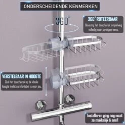 Nolad® - Doucherek Hangend - Doucherek Zonder Boren - Keukenrek - Gootsteen Organizer - Badkamer Accessoires - Zilver 13 Nolad® - Doucherek Hangend - Doucherek Zonder Boren - Keukenrek - Gootsteen Organizer - Badkamer Accessoires - Zilver -Badkamer Accessoires Winkel 1200x1200 1090
