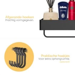 Goliving Doucherek Zonder Boren - Doucherekje- Badkamerrek 2 Laags - Hangend - Wandrek - RVS - Opbergrek - 40cm - Zwart -Badkamer Accessoires Winkel 1200x1200 1099