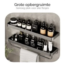 Goliving Doucherek Zonder Boren - Doucherekje- Badkamerrek 2 Laags - Hangend - Wandrek - RVS - Opbergrek - 40cm - Zwart -Badkamer Accessoires Winkel 1200x1200 1101