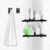 Dubbele Doucherek Zwart Zonder Boren – Sterke Lijmbasis - Badkamer Rek – Hoek – Doucherekjes – Incl. Schroeven – Incl. 2 Haken -Badkamer Accessoires Winkel 1200x1200 1103