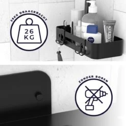 Doucherekje Van Sanicraft® - Doucherekje Zonder Boren - Geschikt Voor Elk Type Muur - Hangend - Roestvrij - 2 Stuks - Zwart -Badkamer Accessoires Winkel 1200x1200 1113
