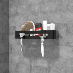 Doucherekje Van Sanicraft® - Doucherekje Zonder Boren - Geschikt Voor Elk Type Muur - Hangend - Roestvrij - 2 Stuks - Zwart -Badkamer Accessoires Winkel 1200x1200 1115