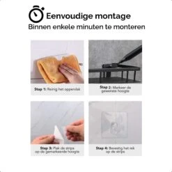 HGMD® Doucherek Zonder Boren - RVS - Zelfklevend Doucherek –Badkamerrek - Badrek - Keukenrek - Doucherek Hangend – Badkamer Accessoires - Kruidenrek -Badkamer Accessoires Winkel 1200x1200 1121