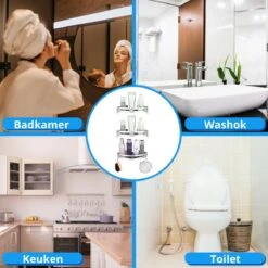 BrandtBergkamp RVS Doucherek 3 Laags – Zonder Boren – Doucherek Hangend – Badkamerrek Zilver -Badkamer Accessoires Winkel 1200x1200 1144