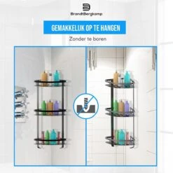 BrandtBergkamp Doucherek Zonder Boren – Badkamerrek – 3 Laags – Zwart -Badkamer Accessoires Winkel 1200x1200 1152