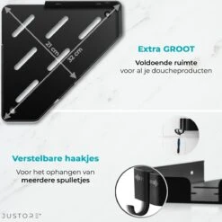 Luxe Doucherek Zonder Boren – 1/2/3 Laags – 32 Cm – Hangend – Aluminium – Zwart -Badkamer Accessoires Winkel 1200x1200 1165