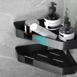 Luxe Doucherek Zonder Boren – 1/2/3 Laags – 32 Cm – Hangend – Aluminium – Zwart -Badkamer Accessoires Winkel 1200x1200 1170