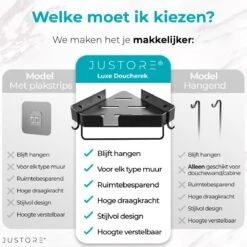 Luxe Doucherek Zonder Boren – 1/2/3 Laags – 32 Cm – Hangend – Aluminium – Zwart -Badkamer Accessoires Winkel 1200x1200 1172