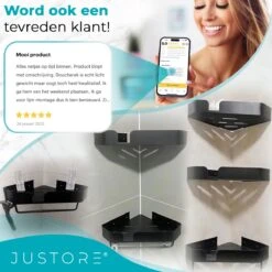 Luxe Doucherek Zonder Boren – 1/2/3 Laags – 32 Cm – Hangend – Aluminium – Zwart -Badkamer Accessoires Winkel 1200x1200 1173