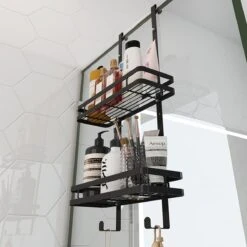 VDN Stainless Doucherek Zonder Boren - Doucherek Zwart - Doucherek Hangend - Badkamer Accessoires - RVS - 2 Laags -Badkamer Accessoires Winkel 1200x1200 1216