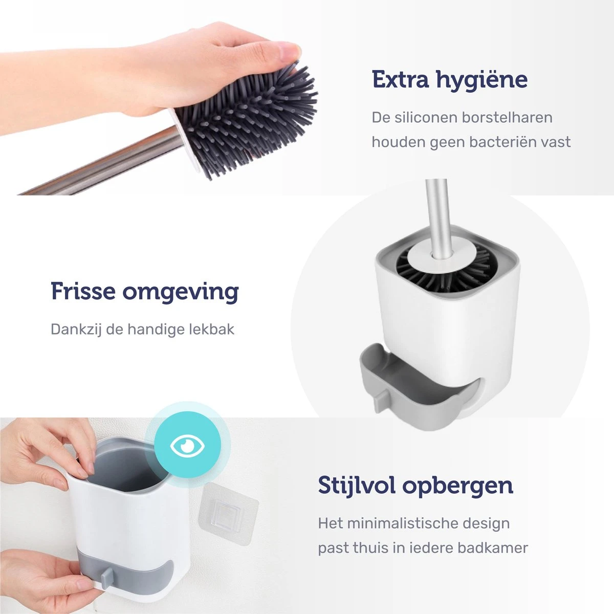 WC Borstel - Toiletborstel - WC Borstel Met Houder - Siliconen Toiletborstel - Vrijstaand Of Hangend - Slimme Lekbak - Optimale Hygiëne 7 WC Borstel - Toiletborstel - WC Borstel Met Houder - Siliconen Toiletborstel - Vrijstaand Of Hangend - Slimme Lekbak - Optimale Hygiëne - Afbeelding 5