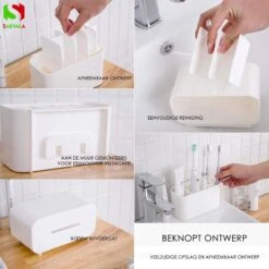 Tandenborstelhouder - Wastafelmeubel - Vrijstaand Of Wandgemonteerd - Wit -Badkamer Accessoires Winkel 1200x1200 1297