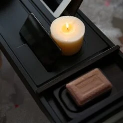 Merkloos Decopatent® Badplank - Uitschuifbaar 75 -> 110 Cm - Verstelbaar Bamboe Badrekje Voor In Bad - Boekenhouder - Tablethouder - Zwart -Badkamer Accessoires Winkel 1200x1200 1316