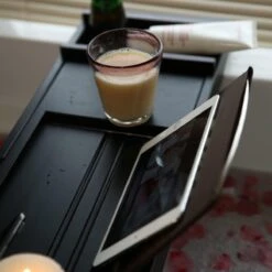 Merkloos Decopatent® Badplank - Uitschuifbaar 75 -> 110 Cm - Verstelbaar Bamboe Badrekje Voor In Bad - Boekenhouder - Tablethouder - Zwart -Badkamer Accessoires Winkel 1200x1200 1319