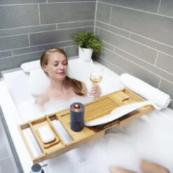 LifeGoods Badplank - Uitschuifbaar - Voor In Bad - 74.5 Tot 108.5 Cm - Met Houder - Hout -Badkamer Accessoires Winkel 1200x1200 1330