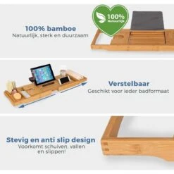 LifeGoods Badplank - Uitschuifbaar - Voor In Bad - 74.5 Tot 108.5 Cm - Met Houder - Hout -Badkamer Accessoires Winkel 1200x1200 1334