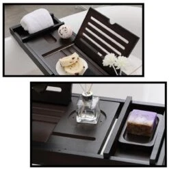 Merkloos Decopatent® Badplank - Uitschuifbaar 75 -> 110 Cm - Verstelbaar Bamboe Badrekje Voor In Bad - Boekenhouder - Tablethouder - Bruin -Badkamer Accessoires Winkel 1200x1200 1382