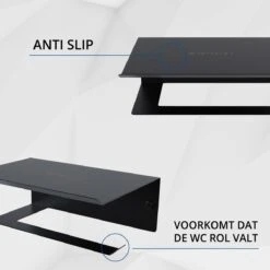 Westerhof Premium Wc Rolhouder Zwart Zonder Boren - Met Plankje - 3M Plakstrip En Schroef Set -Badkamer Accessoires Winkel 1200x1200 14