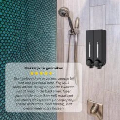 Aquathof, Zeepdispenser, Mat Zwart, 2 Kamer, 2 Reservoirs, 2x250ml - Hangend - Wandmontage -Badkamer Accessoires Winkel 1200x1200 1424