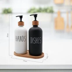 MAESON Glazen Zeepdispener Set Voor Handzeep En Afwasmiddel – Zeeppompje Keuken – Keukenaccesoires - Zwart/Wit 10 MAESON Glazen Zeepdispener Set Voor Handzeep En Afwasmiddel – Zeeppompje Keuken – Keukenaccesoires - Zwart/Wit -Badkamer Accessoires Winkel 1200x1200 1436
