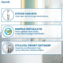Ogoods Praktische WC Rolhouder – RVS Toiletrolhouder Staand – Rolhouder – Zonder Boren - Toiletrolstandaard - Zwart -Badkamer Accessoires Winkel 1200x1200 145