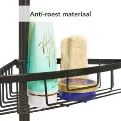 Ogoods Telescopisch Doucherek Inclusief 4 Manden - Zwart - Badkamerrek - Zonder Boren - In Hoogte Verstelbaar - Opbergsysteem -Badkamer Accessoires Winkel 1200x1200 156