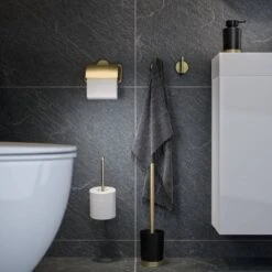Tiger Tune Toiletaccessoires 3st. Incl. WC/Toilet Borstel, Rolhouder & Handdoekhaak - Messing/Zwart -Badkamer Accessoires Winkel 1200x1200 1589