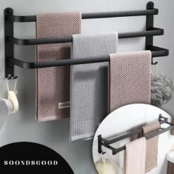 Merkloos Soondsgood Luxe 3 Laags Handdoekrek - Zelfklevend Of Boren - Zwart - Eenvoudige Installatie - Badkamer - Handdoekenrek - Handdoekhouder - 30x14x25cm -Badkamer Accessoires Winkel 1200x1200 1609