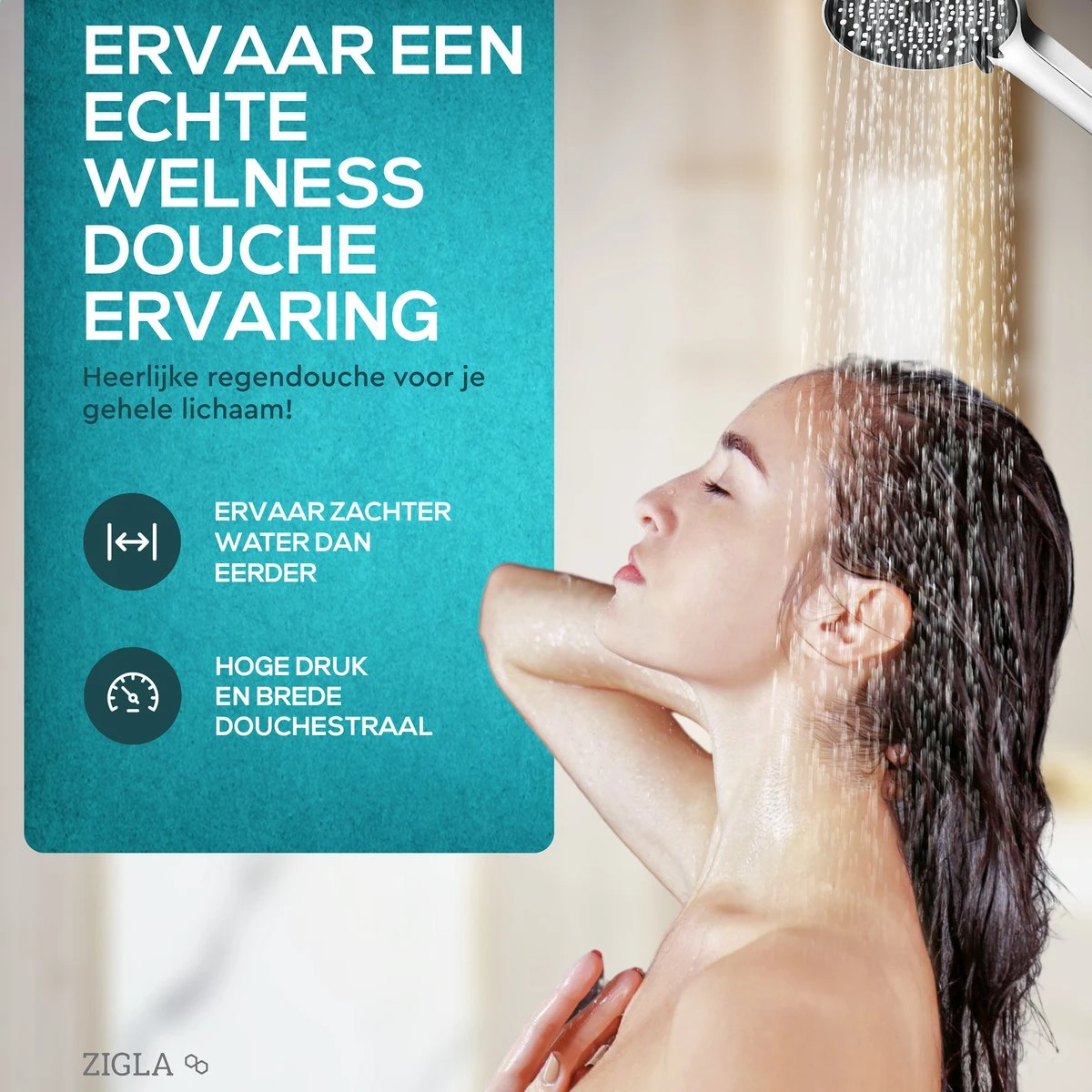 ZIGLA - Waterbesparende Douchekop - Douchekoppen - Regendouche - Hoge Druk - 3 Standen - Handdouche - Chrome 4 ZIGLA - Waterbesparende Douchekop - Douchekoppen - Regendouche - Hoge Druk - 3 Standen - Handdouche - Chrome - Afbeelding 2