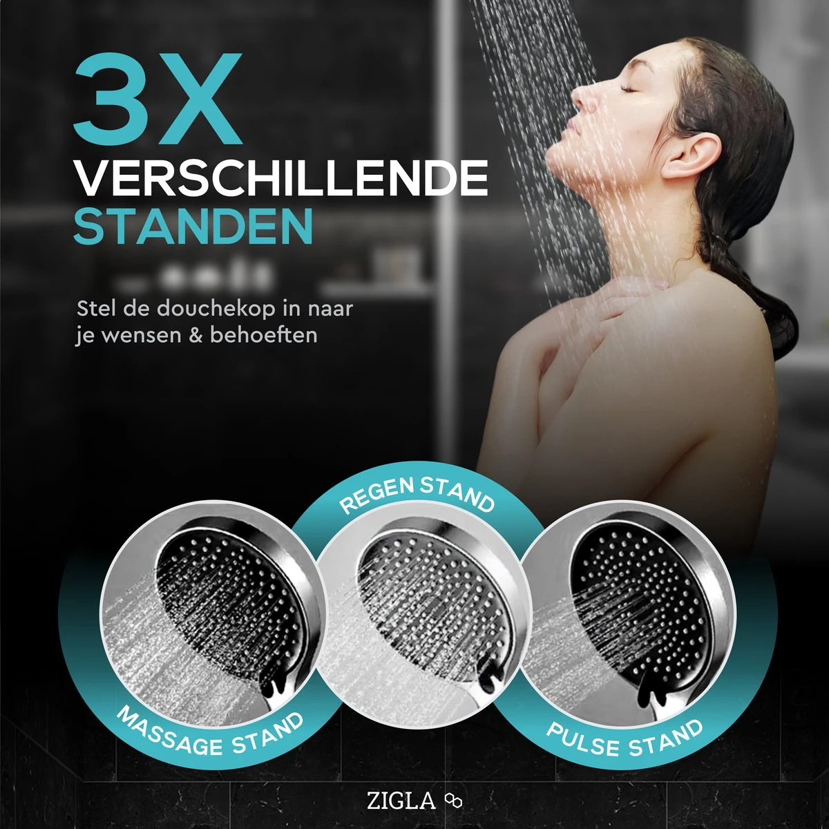ZIGLA - Waterbesparende Douchekop - Douchekoppen - Regendouche - Hoge Druk - 3 Standen - Handdouche - Chrome 10 ZIGLA - Waterbesparende Douchekop - Douchekoppen - Regendouche - Hoge Druk - 3 Standen - Handdouche - Chrome - Afbeelding 8