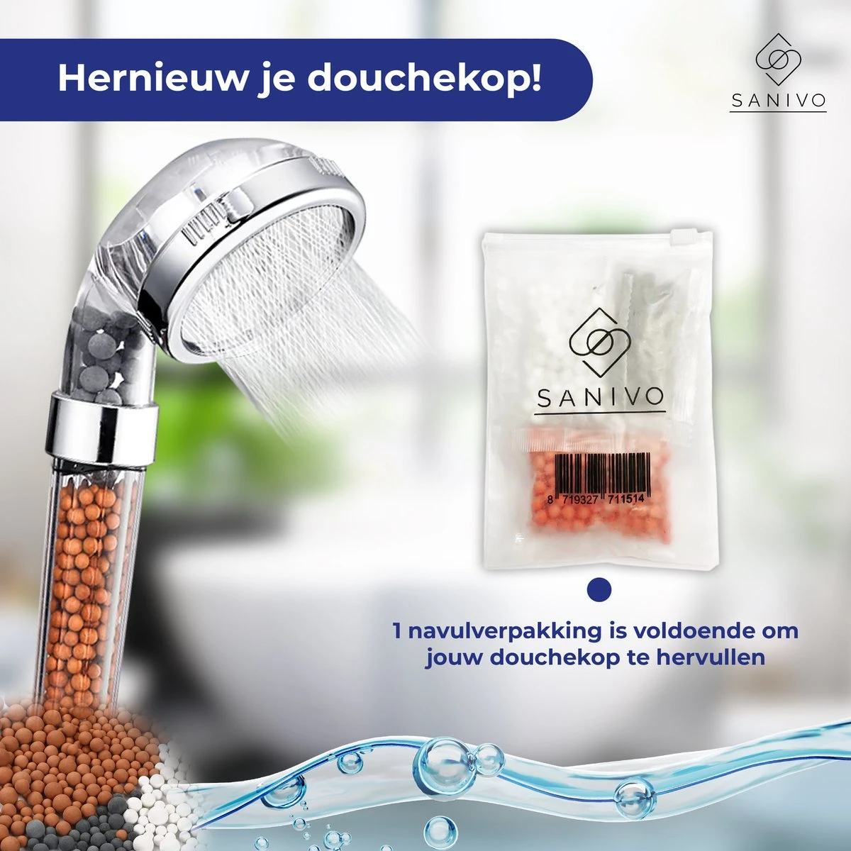 Mineraal Balletjes Navulling Ionische Douchekop – Water Filter- Mineraal Stenen – Vervangende Stenen Voor Sanivo Waterbesparende Douchekop 6 Mineraal Balletjes Navulling Ionische Douchekop – Water Filter- Mineraal Stenen – Vervangende Stenen Voor Sanivo Waterbesparende Douchekop - Afbeelding 4
