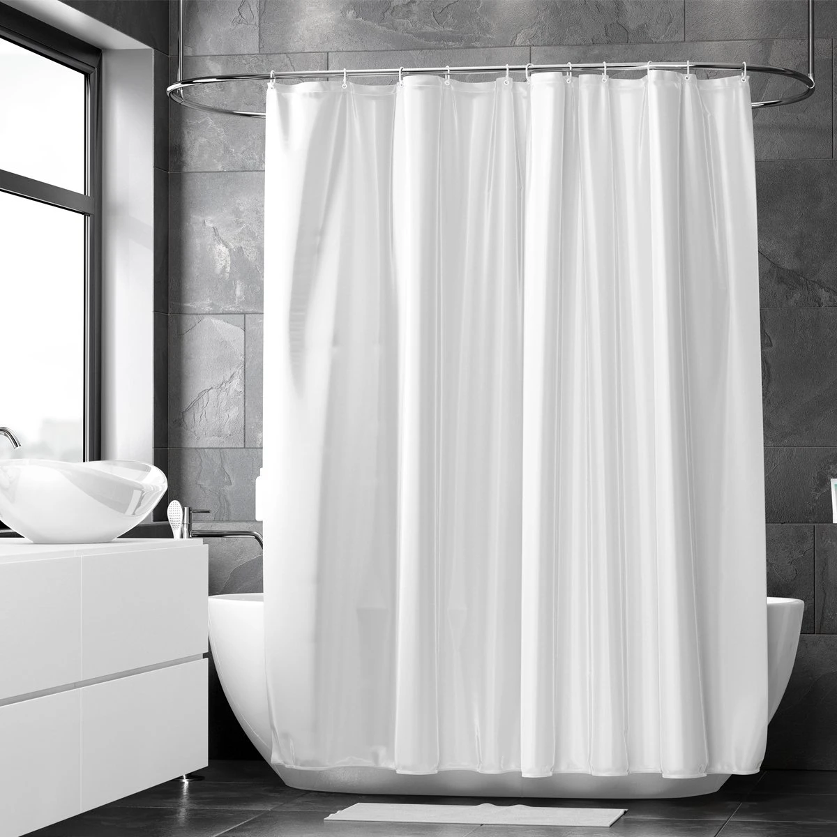 Loti Living Douchegordijn Anti Schimmel – Wit - Inclusief Ringen – Waterdicht - Polyester - Douchegordijn 180x200 Cm 3 Loti Living Douchegordijn Anti Schimmel – Wit - Inclusief Ringen – Waterdicht - Polyester - Douchegordijn 180x200 Cm