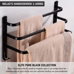 Nolad® Handdoekrek 3-armig - Handdoekhouder - Handdoekenrek - Zwart -Badkamer Accessoires Winkel 1200x1200 175