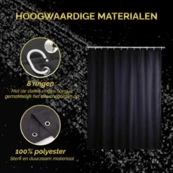 HGMD Douchegordijn 120x200 - Zwart - Wasbaar - Douchegordijn Anti Schimmel -Badkamer Accessoires Winkel 1200x1200 1753