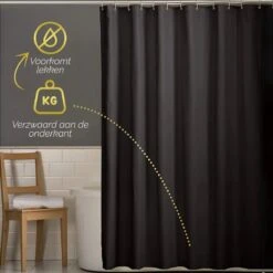 HGMD Douchegordijn 120x200 - Zwart - Wasbaar - Douchegordijn Anti Schimmel -Badkamer Accessoires Winkel 1200x1200 1755