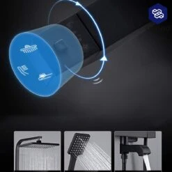 Luxiqo® Compleet Douchesysteem - ABS Doucheset - Hoofddouche & Handdouche- Vierkante Regendouche - Verstelbare Regendouche - Mat Zwart -Badkamer Accessoires Winkel 1200x1200 1765