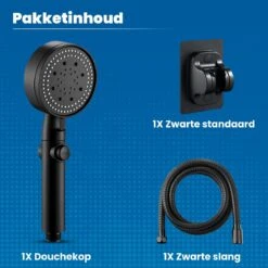 Imperatoris | DoucheSet - Douchekop Met Slang, Houder & Badmuts/Douchemuts - Waterbesparend – Hoge Druk – Regendouche - Zwart Mat -Badkamer Accessoires Winkel 1200x1200 1825