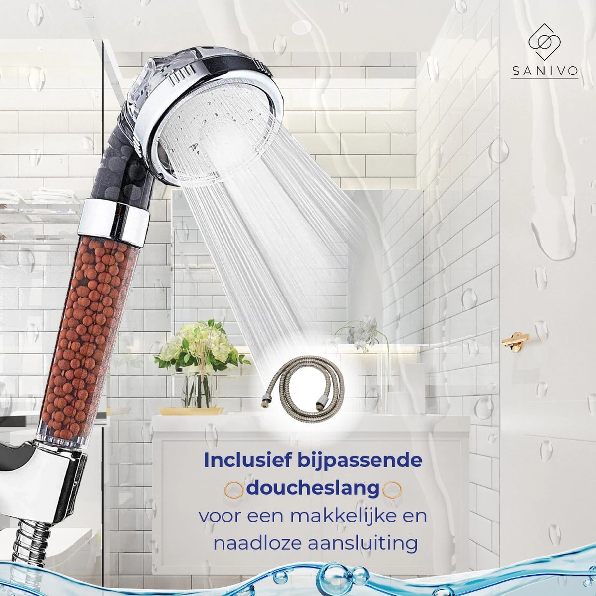Waterbesparende Douchekop Ionische Douchekop Incl. Doucheslang - Douchefilter - Waterfilter - Handdouche - Met Mineraalstenen - Douchekop Met Slang – Transparant – Incl. Doucheslang 6 Waterbesparende Douchekop Ionische Douchekop Incl. Doucheslang - Douchefilter - Waterfilter - Handdouche - Met Mineraalstenen - Douchekop Met Slang – Transparant – Incl. Doucheslang - Afbeelding 4