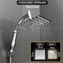 Regendouchekop Deluxe - ø 28CM - Douchekop Met Doucheslang En Douchekophouder - RVS -Badkamer Accessoires Winkel 1200x1200 1886