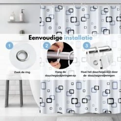 VAIVE Douchegordijn Blauw 180x200 - Anti Schimmel - Douchegordijnen - Ringen 10 VAIVE Douchegordijn Blauw 180x200 - Anti Schimmel - Douchegordijnen - Ringen -Badkamer Accessoires Winkel 1200x1200 1952