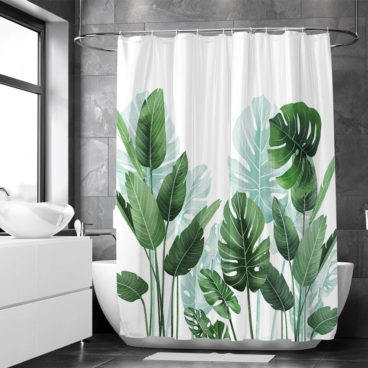 Loti Living Douchegordijn Anti Schimmel – Strelitzia - Inclusief Ringen – Waterdicht - Polyester - Douchegordijn 180x200 Cm