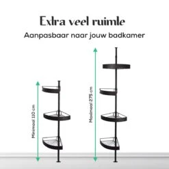 Avint Goods Telescopisch Doucherek Zonder Boren – 4 Laags Badkamerrek Staand – Douche Rek Hoekrek – Zwart -Badkamer Accessoires Winkel 1200x1200 205