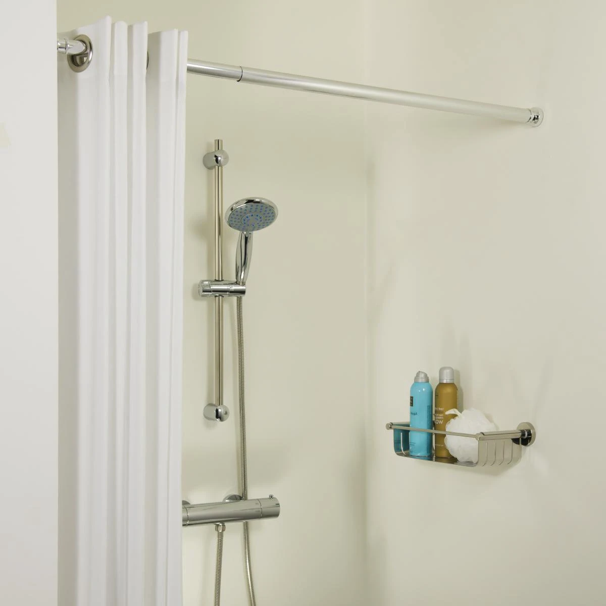 Sealskin Seallux Douchegordijnstang - 80-130 Cm - Chroom 4 Sealskin Seallux Douchegordijnstang - 80-130 Cm - Chroom - Afbeelding 2